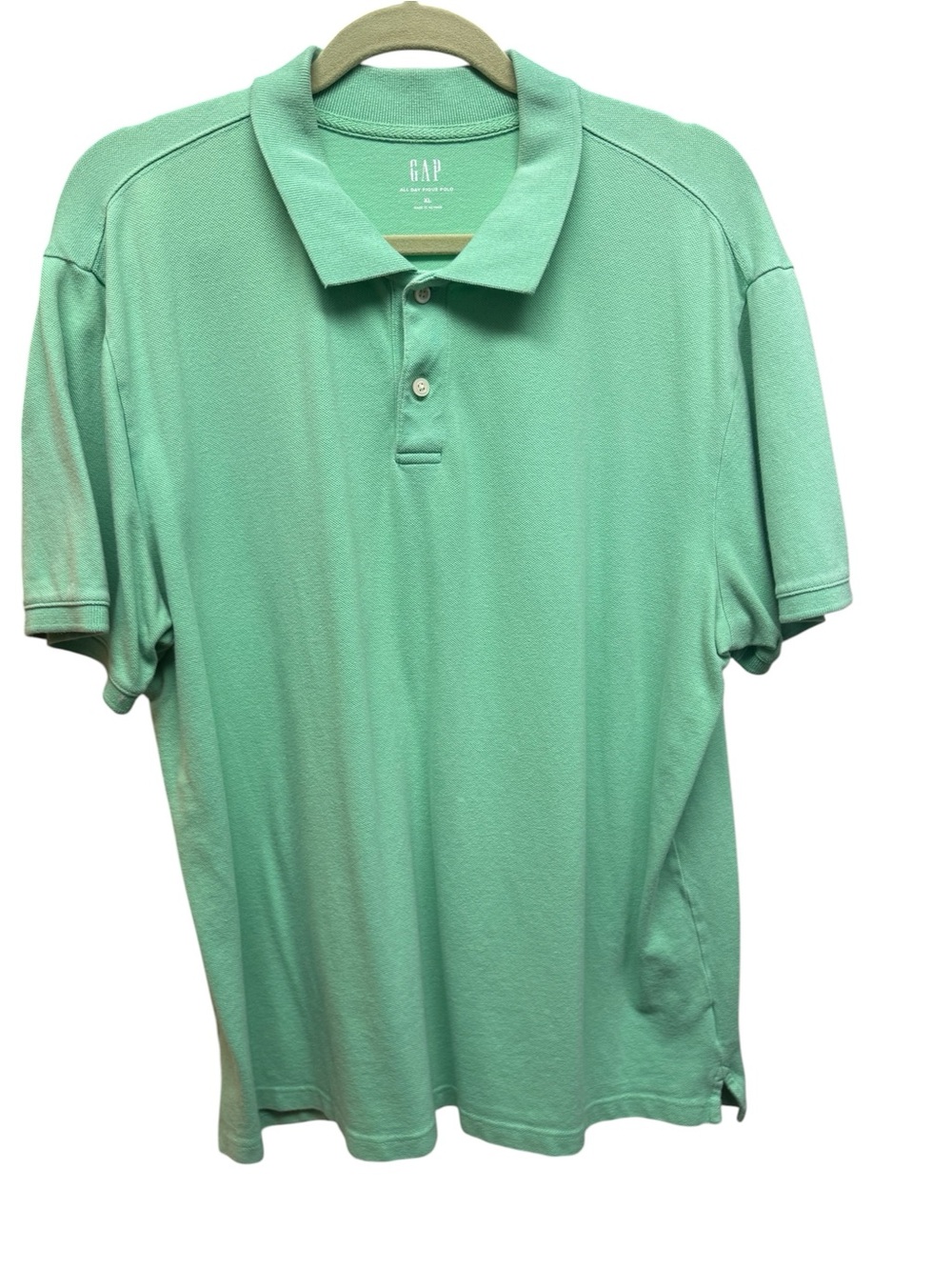 GAP Men’s Mint Green All Day Pique Polo Shirt XL Coastal Golf Preppy, cotton